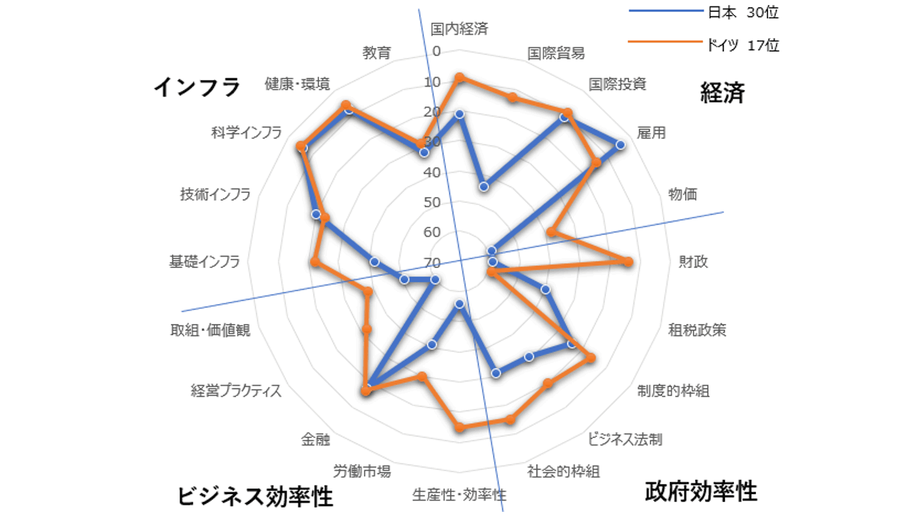 図2　日本とドイツの小分類項目別順位比較